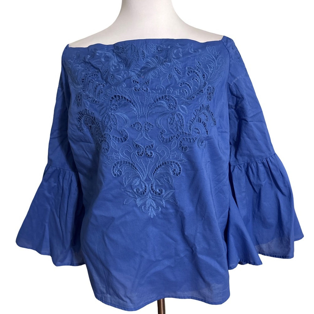Chico's Royal Blue Embroidered Blouse